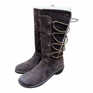 UGG Australia  Women size 8 Dark Brown Suede Sheepskin Lined Laced Boots